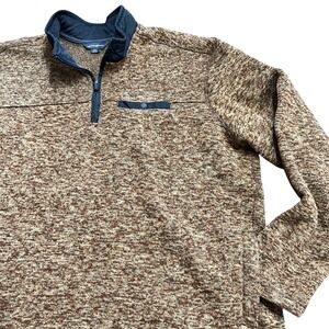Eddie Bauer Mens Textured Fleece Quarter Zip‎ Pullover Sweater Brown XXL